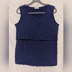 Smallshow Navy Sleeveless Layered Breastfeeding Tank